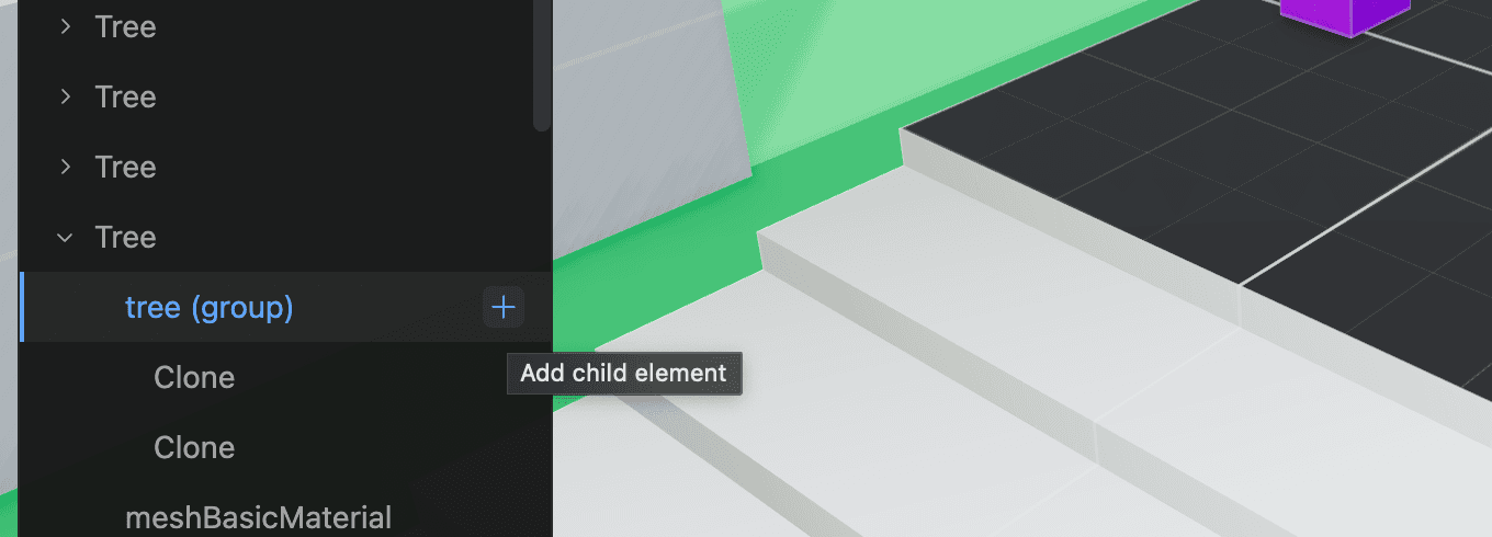 Add a child component to an element through the Triplex scene panel